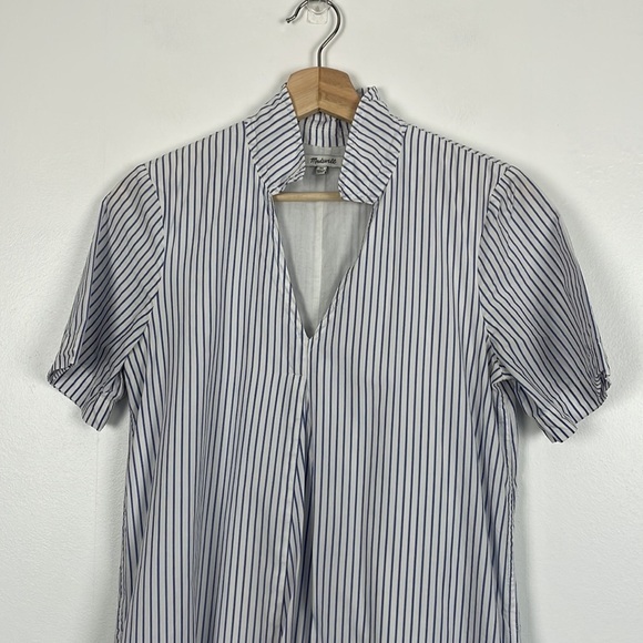 Madewell Swingout short sleeve lined 2 pocket V neck strip shirt dress Size XS - Picture 5 of 10